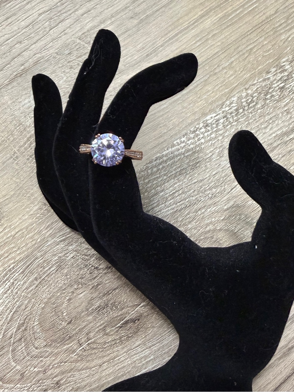 Vanna K Ring Rose Gold Over Sterling Silver Amethyst with small stones Size 6